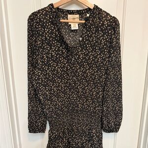 Elegant Black and Cream Floral Dress
